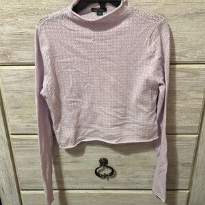 Wild Fable Purple Ribbed Crop Long Sleeve Blouse